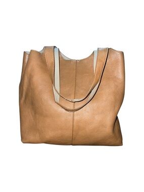 Pebbled Leather Slouchy Hobo Tote Bag with Removable Pouch Camel Tan